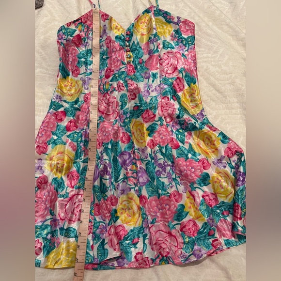 Vintage Pink Floral Babydoll Lingerie Y2K slip Dress 90s sleepwear nightie - Picture 7 of 7